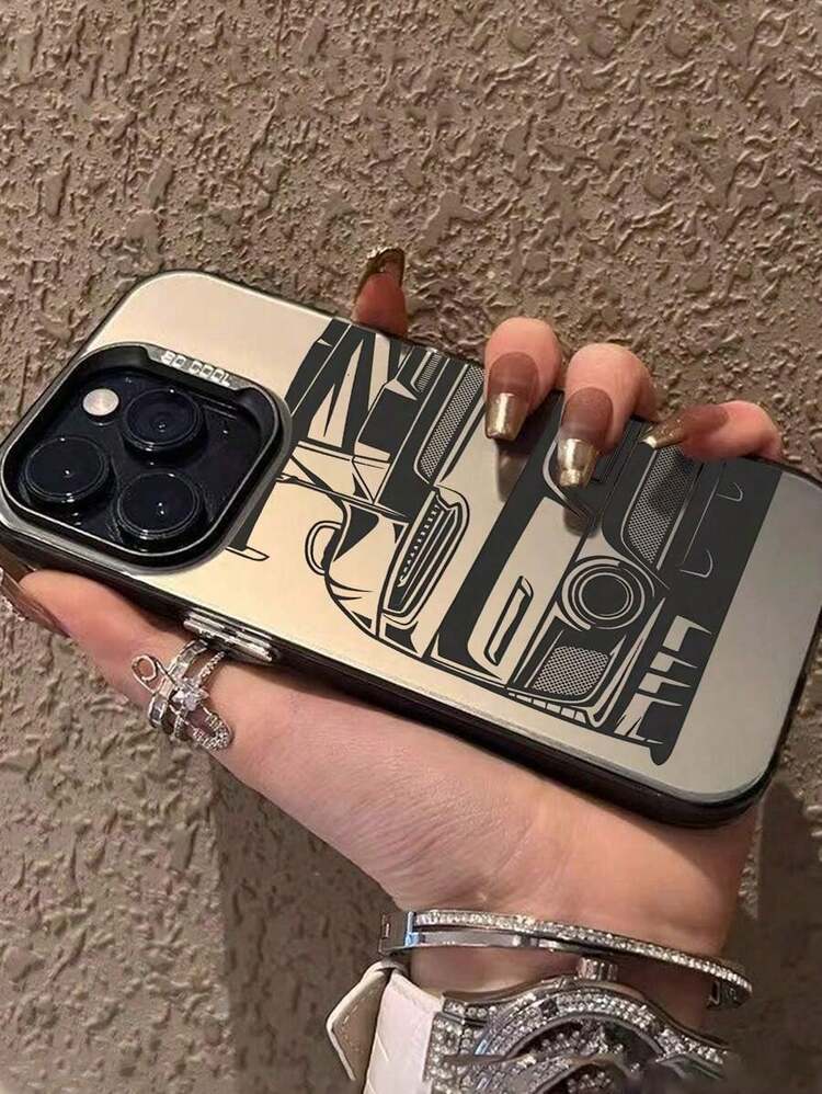 Funda de teléfono de silicona universal con diseño de patrón de coche - Protección a prueba de golpes, suave y flexible para iPhone 11, 12, 13, 14, 15 Pro Max, X, XS Max, XR, 7, 8, Plus, Mini 7P, 8P Mini a prueba de agua y resistente a caídas y arañazos - Negro - Añade 2