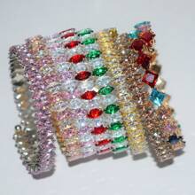 1pc Fashion Cubic Zirconia Decorated Open Ring, Suitable For Women's Daily Wear, Holiday & Friendship Gift