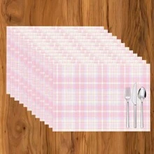 1 pieza/4 piezas/6 piezas Manteles individuales de lino con estampado de cuadros, adecuados para la mesa de comedor, decoración para todas las estaciones, manteles de mesa modernos y lavables, decoración de habitaciones, posavasos, manteles de cocina y comedor, decoración de fiestas interiores y exteriores, decoración del hogar, regalo ideal