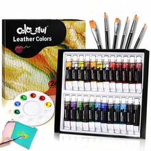 12/24-Color Acrylic Paint Set, Rich In Color And Versatile, With Strong Coverage, Suitable For Canvas, Fabric, Wood, Ceramics, And DIY Projects. Includes 6 Brushes And 1 Palette. Back-To-School Season, School Supplies. - 均碼 - 查看 9