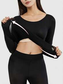 Seamless Thermal Underwear Thermal Long Sleeve Top Autumn Winter Bottoming Ultra-Thin Pullovers Shirt T-Shirt Solid Casual Elastic Pullover Intimate Thermal Underwear Lingerie