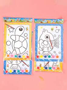 5/10 件儿童 DIY 水彩画板 - 创意绘画套装，含迷你水彩颜料和画笔，幼儿园水彩画着色早教绘画套装素描板手工艺绘画 - 彩色 - 查看 6