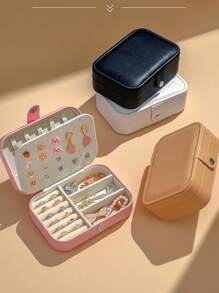 1pc Travel Jewelry Storage Box, Multi-Functional Waterproof Jewelry Case, Large Capacity Jewelry Organizer, Portable Jewelry Box For Earrings, Rings, Necklaces, Ideal For Halloween, Christmas, Birthday Gifts, Bridesmaid Gifts, Back To School, Bedroom Decor