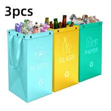 1pc/3pcs Foldable Trash Can, Reusable, Easy To Clean, Large Capacity, Durable Garbage Bin For Outdoor, Kitchen, Living Room Waste Sorting