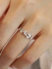 1枚精美迷人的树枝造型莫桑石925纯银戒指，适合订婚、结婚礼物、新娘精美珠宝 - 銀色 - 查看 4