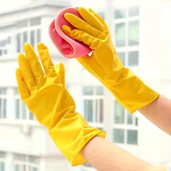 10 stuks felgele herbruikbare rubberen afwashandschoenen - flexibel, antislip, waterdicht, geschikt voor keuken, badkamer en buiten, latexmateriaal, afwashandschoenen | Felgele handschoenen | Rubberen handschoenen, afwashandschoenen