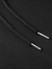 SU ER Men's Casual Chinese Character Print Hooded Sweatshirt With Pocket, Autumn/Winter - màu đen - Xem 5