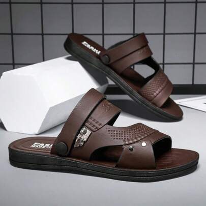 Sandales Glissant pour hommes, sandales plates confortables à bout ouvert, respirantes, de couleur unie et polyvalentes. Sandales multifonctionnelles convenant aux rassemblements extérieurs, aux soirées d'affaires et aux vacances