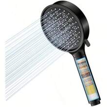 Cobbe淋浴喷头带过滤器，节水，硬水，20层过滤，6种喷头类型，高压淋浴喷头带防水垢过滤器，黑色浴室配件 - 彩色 - 查看 1
