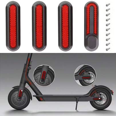 4 件挡泥板反光条装饰侧盖带螺丝，适用于 M365/PRO/PRO2，安全夜骑配件