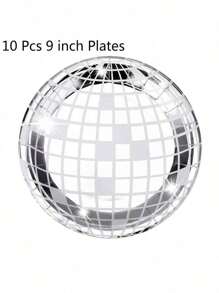 Pink Silver Disco Ball Disposable Tableware Set - 10/20Pcs Plates, 9oz Cups & Napkins For Birthday, Wedding & Dance Party Decor