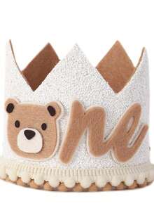 一周岁生日帽，可调节一周岁生日皇冠，丛林主题生日帽，可爱动物生日帽，主题派对礼物，男女皆宜 - 彩色 - 查看 10