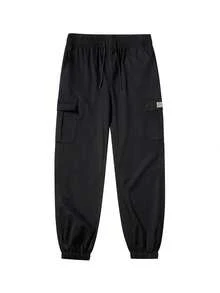 男士轻便休闲工装裤，时尚户外运动裤，春秋季黑色 - 黑色 - 查看 2