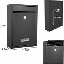 Trintion Letter Box 32 X 21.5 X 8.5cm Post Box Wall Mounted Steel Mail Box Parcel Delivery Box Lockable Letter Weatherproof Post Box With 2 Keys Stylish Letterbox For Keep Your Mail (Black) - 黑色 - 查看 7