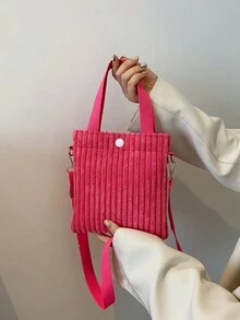 1 件灯芯绒单肩包轻便迷你斜挎包街头时尚手提包女士钱包钱包钱夹 - 彩色 - 查看 12