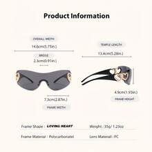 Y2K Style Frameless Fashion Glasses With Double Heart Detail, Metal Frame And PC Lenses - Women'S Fashion Ornamental Glasses, Metal Frame Fashion Glasses |   YK Fashion Glasses |   Polycarbonate Lenses - Hồng - Xem 2