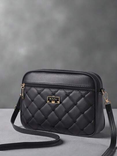 1pc Chic Stylish Shoulder Bag, Black Crossbody Bag, Women's Purse, Fashionable Minimalist Camera Bag, Well-Crafted, Multi-Layer Large Capacity Storage, Can Hold Cosmetics, Lipstick, Wallet, Casual Stylish Phone Pouch, Cute Handbag, Strap Small Square Bag, PU Leather Multi-Zipper Bag, Daily Versatile, Travel Essential, Novel Daily Multi-Scenario Small Square Bag