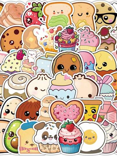 60 PCS Cute Food Stickers, Water Bottle Stickers For Kids, Vinyl Stickers For Laptop, Skateboard, Summer Stickers For Kids Teens Girls, Classroom Prizes Stickers For Kids Students