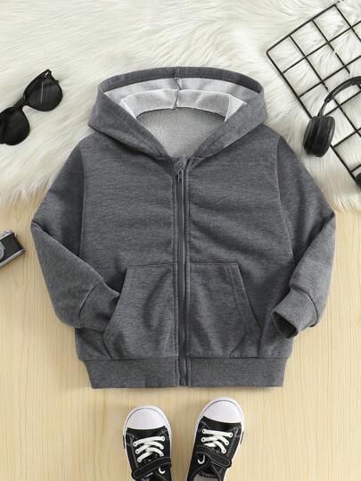 Boys Casual Loose Fit Hooded Jacket, Long Sleeve Zipper Front Outerwear, Suitable For Autumn And Spring Seasons. This Jacket Is Suitable For Both Outdoor And Indoor Wear.