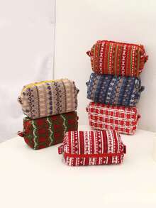 1 Stück Weihnachts-Themen Make-up Tasche, kreatives Weihnachts-Design in Rot, Blau, Grün und anderen Farben, geeignet für die tägliche Kosmetikaufbewahrung von Mädchen, Reiseaccessoires - modische tragbare Aufbewahrungsutensilien