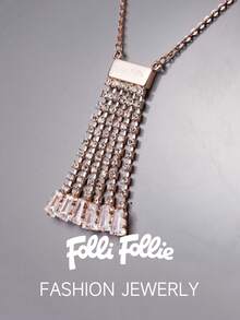 Folli Follie Women's Rose Gold Necklace Earrings Set Crystal Jewelry Set Wedding Bridal Necklace And Earrings, Elegant Luxury Jewelry Set For Women - Rose Gold - View 6