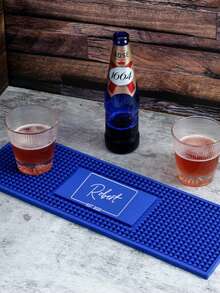 1 pieza Camino de mesa de bar personalizado, alfombrilla de bar personalizada, tapete para café y cócteles, accesorios para bar en el hogar, posavasos de goma artísticos, regalo para el padre, novio, posavasos personalizados - Azul - Ver 11