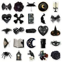 50pcs Gothic Sticker Pack, Dark Style Stickers, Witch Stickers, Black Stickers, Cartoon Stickers, Aesthetic Stickers, Retro Stickers, Vinyl Sticker Set - Reusable For Laptop, Water Bottle, Skateboard Etc. - Vivid Cartoon Design, Suitable For Scrapbooking And DIY - Dark Grey - View 3