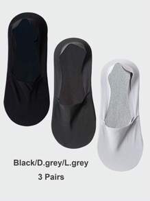 1/3/6 Pairs Men's Solid Bottom Breathable Solf Nylon Upper Low Cut Invisilbe No Show Socks With Non-Slip Gel At Heel, Suitable For Sports Or Daily Use - Multicolor - View 21