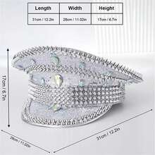 Glitter Captain Hats Luxury Diamond Sequin Captain Caps Bachelorette Hen Party Favors - 飯白色 - 查看 2