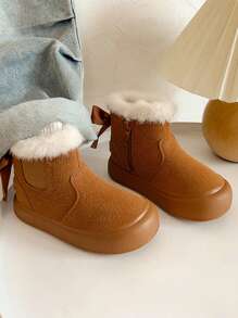 Girls' Snow Boots New Winter Children's Boots Cute Bowknot Versatile Winter Shoes Outdoor Thick Warm Snow Boots