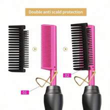 2 In 1 Electric Hot Heating Comb Hair Straightener Curler Wet Dry Hair Iron Straightening Brush Hair Styling Tool