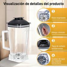 Vaso Para Licuadora Completo Grueso Plástico 2pcs 2.5l+0.8l,Copa de repuesto,Lavable,Copa de repuesto para exprimidor,Cuchilla de acero inoxidable - Blanco - Ver 4