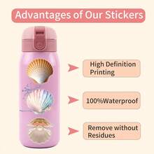 60pcs Transparent Ocean Stickers, Including Shell Stickers, Pearl Stickers, Beach Stickers, Made Of PET Material, Waterproof, Suitable For Water Bottles, Computers, Laptops, Phones, Luggage, Notebooks, Refrigerators, Etc. - C - View 6