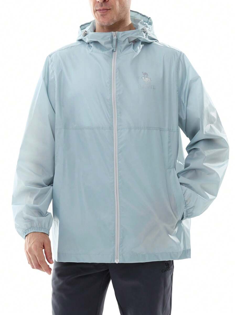 CAMEL CROWN Men's Waterproof Raincoat; Lightweight Windproof Hooded Raincoat, Suitable For Cycling, Hiking, Running, Golf And Other Outdoor Activities. - Cool Gray - View 1