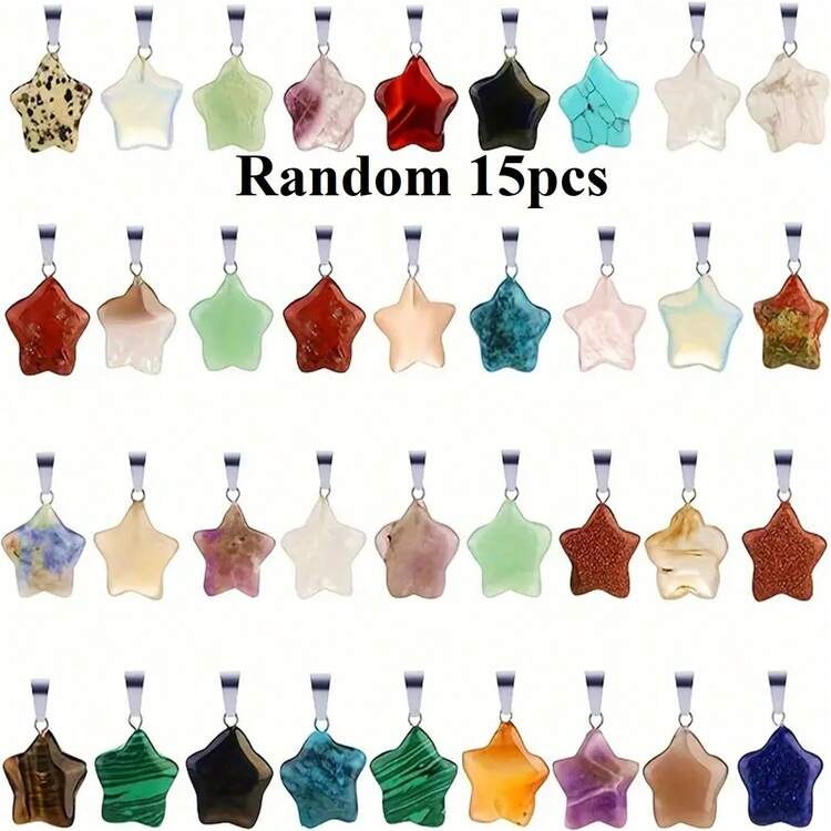 15/20/30pcs Assorted Natural Stone Pendant, Teardrop & Heart Shaped Charms, Suitable For Jewelry Making - Multicolor - View 26