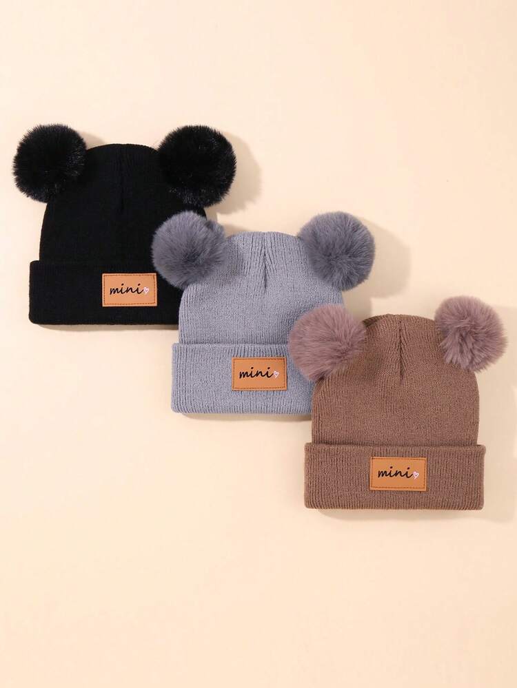 3 件装婴儿中性帽简约针织帽男女通用 - 彩色 - 查看 3