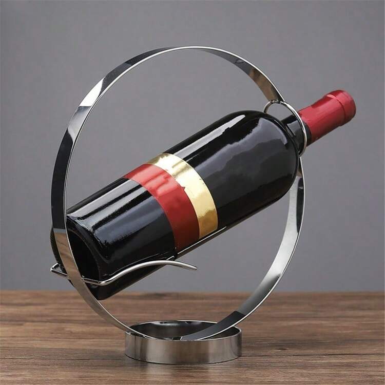 Nrodic Vintage Round Wine Holder Metal Grape Wine Display Rack Bar Chic Champagne Rack Desktop Decor - Multicolor - View 2