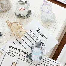 2/4/7件可爱卡通猫咪便签夹，优质双面亚克力/PP猫咪便签夹，适用于整理文件、相册、零食袋、墙面装饰和试卷 - 彩色 - 查看 5