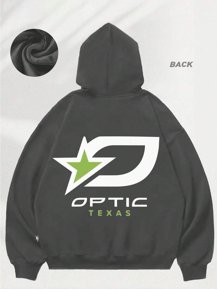 Hooded Sweatshirt Black Optic Texas Logo Print For Gaming Enthusiasts - Grey - View 1