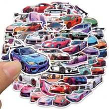 SCXXBSW 50 de jucării creative autocolante impermeabile pentru mașini de curse, potrivite pentru accesorii precum laptopuri, telefoane mobile, chitare, desktopuri, căni, motociclete de călătorie, mașini etc. Cadouri perfecte!