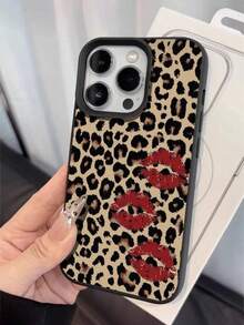 1pc Cute Vintage Leopard Print, Cherry Heart Pattern, Litchi Texture Anti-Drop Anti-Slip Soft Phone Case, Compatible With Apple And Phones Waterproof Shockproof Scratch Resistant - Multicolor - View 3
