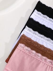 6条装舒适可爱蕾丝拼接棉质女士内裤 - 彩色 - 查看 7