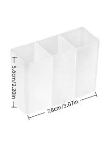 2pcs Minimalist Transparent Plastic Storage Boxes - Wall Mounted 3-Compartment Organizer - Suitable For Makeup Brushes, Pencils, Lipsticks - For Bedroom And Office Use - No Drilling Required