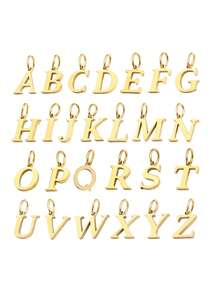 1pc Gold Stainless Steel Initial Letter Pendant, 26 English Alphabet Gold Charms, Suitable For Jewelry Making, Earrings, Necklaces, Bracelets, Anklets, Bag Charms, Keychains, Phone Case Decorations, Summer Beach Accessories, Back To School/Graduation Gifts, Halloween, Christmas