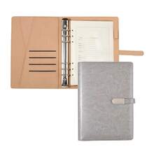 A5 Binder Organizer - Unisex Business Planner - PU Leather Journal -6 Ring Binder Refillable Diary Notepads, Travel Organizer Agenda For Men Women - Blue-671080 - Gray - 查看 2