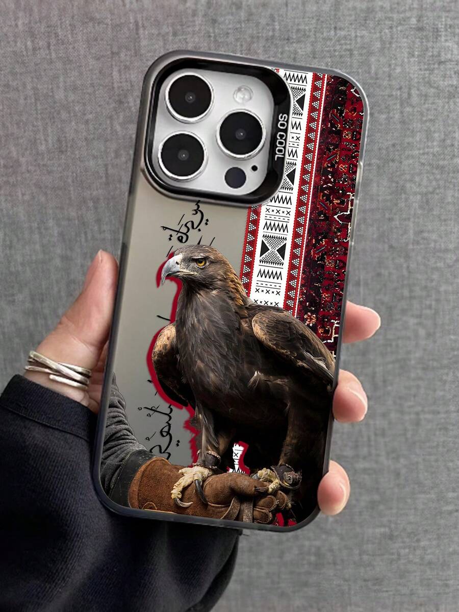 凶猛动物防震单件装红色条纹老鹰图案哑光防摔保护相机手机壳防水防刮生日礼物，国际版，非国内版 - 彩色 - 查看 1