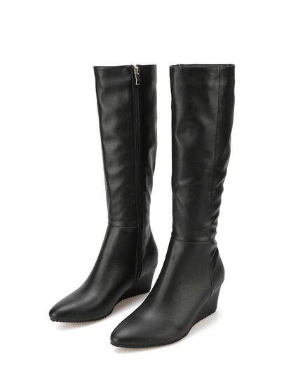 European & American Fashion Over-The-Knee Boots, New Autumn/Winter Design, Slim Fit, Wedge Heel, Pointed Toe, Versatile Classic Women Shoes