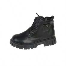 Botas sencillas y cómodas para ninos, botas de estilo británico multifuncionales de color negro para ninos y niñas.Botas sencillas y cómodas para niños, botas de estilo británico multifuncionales de color negro para niños y niñas - Negro - Ver 6