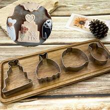 4pcs Stainless Steel Cookie Moulds, Including Diamond Ring, Suit, Wedding Dress, And Cake Shapes, With Stainless Steel Cookie Cutter, For Diy Wedding Cookies, Icing Cookies, Cake Cutting And Cookie Moulding - Silver - View 1