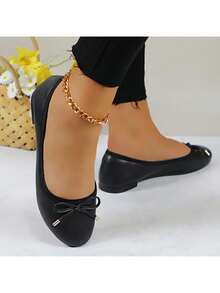 Womens Low Block Chunky Heels Pink Pumps Ladies Dress Shoes Round Toe Comfortable Office Slip On Shoes ROUDI-1 - 黑色 - 查看 8